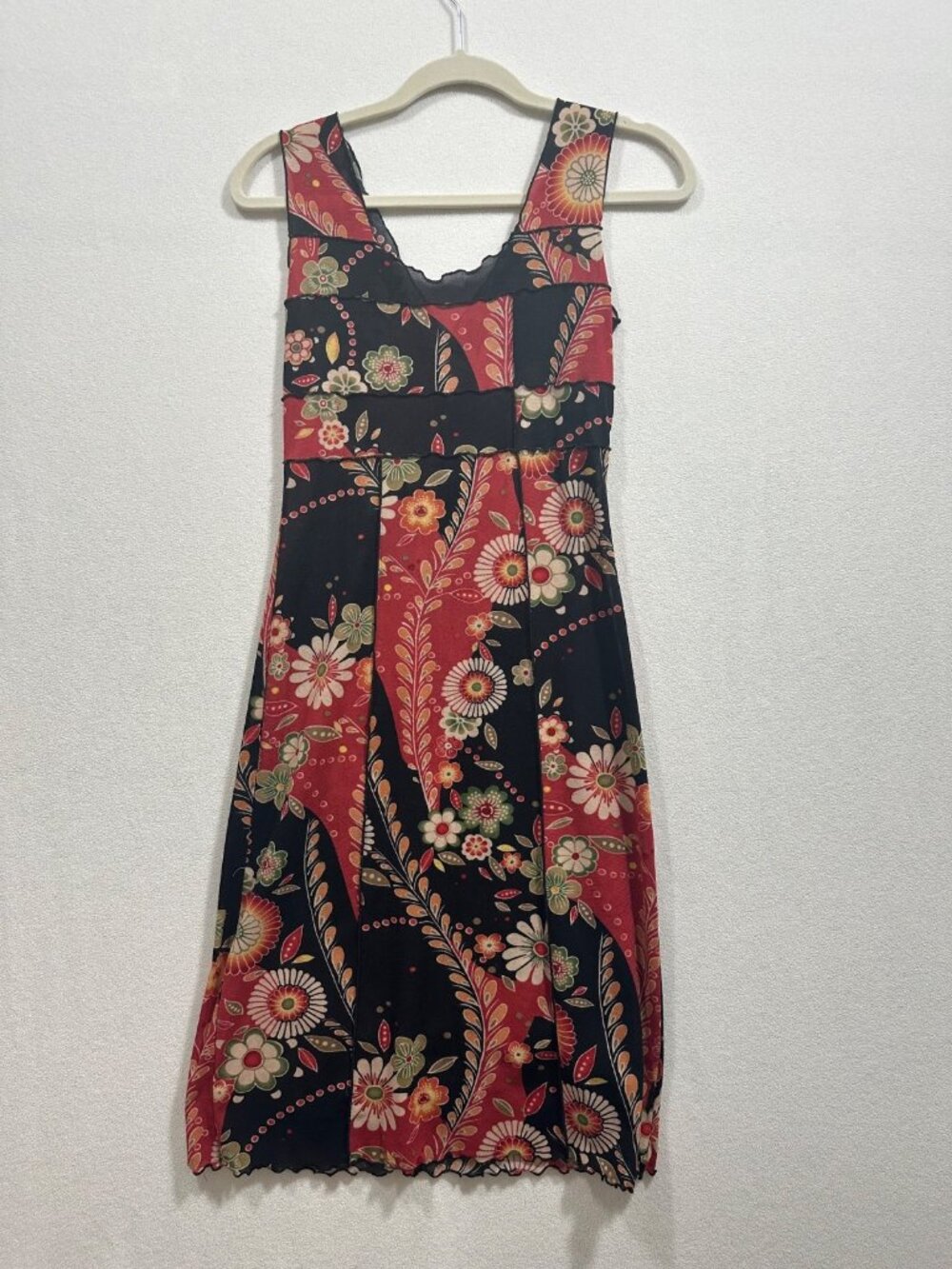 90s Aesthetic Sheer Floral Abstract Dress Brand Unknown